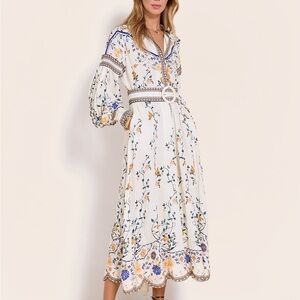 NWT Scarlet Poppies FLORA DANICA LONG DRESS XS Embroidery Beaded  MSRP 565